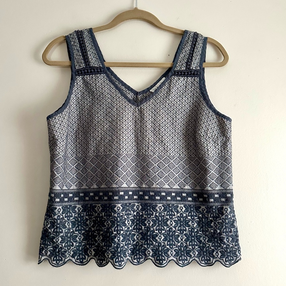 Thought • Embroidered Crochet Hemp Blend Tank Top‎